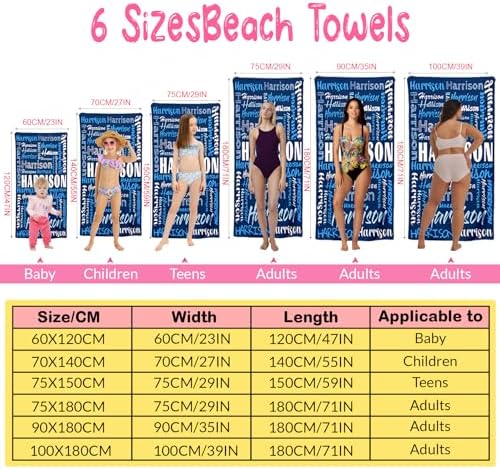 Custom Beach Towels with Names - Perfect for Kids Adults