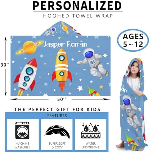 Space Rockets Astronaut Bath Towel for Kids