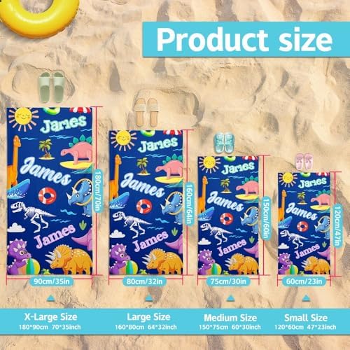Snewvie Custom Dinosaur Beach Towels for Kids