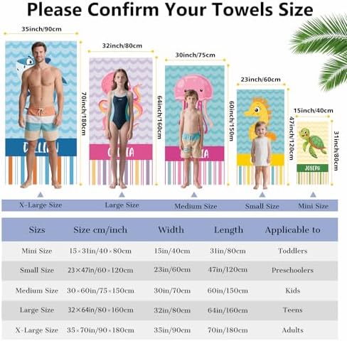 Personalized Name Beach Towels for Kids