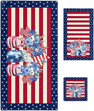 Chees D Zone USA Flag Stars Bath Towel Set