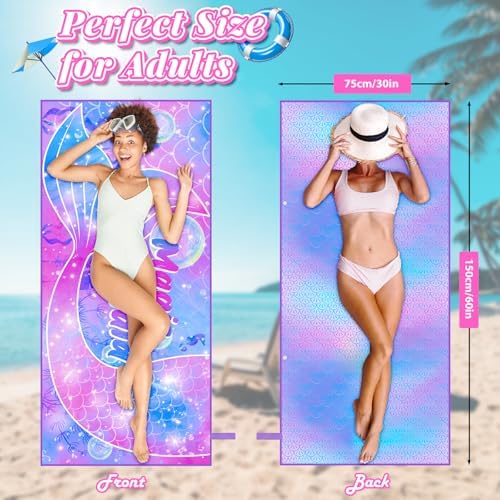 Mermaid Beach Towels Lightweight Quick-Dry Beach Accessories for Girls
