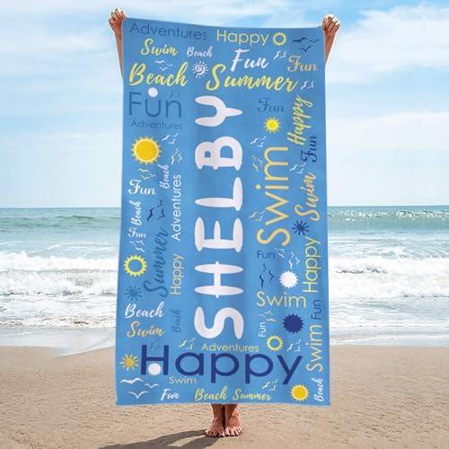 Jeciviala Personalized Beach Towels Microfiber Quick-Dry Sand-Free