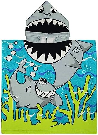 JZLEJC Kids Shark Pattern Hooded Bath Towel