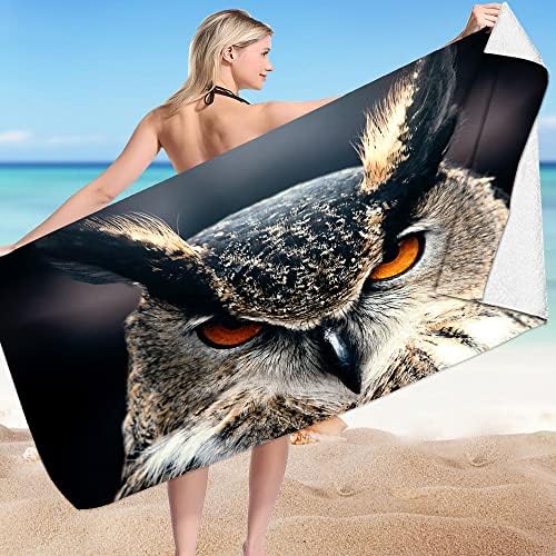 Owl Print Microfiber Beach Towel 30x60 Inch
