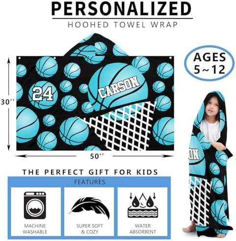 Eiis Unidesign Hooded Towels for Kids 3-10 Yrs Turquoise Sport