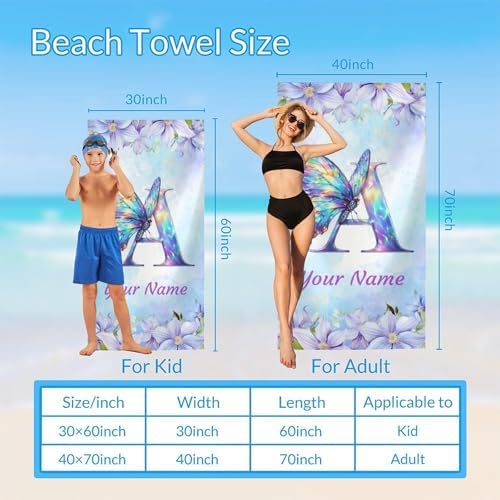 Personalized 40x70 Butterfly Beach Towel