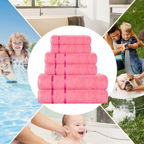 Eternal 6-Piece Cotton Towel Set in Pink