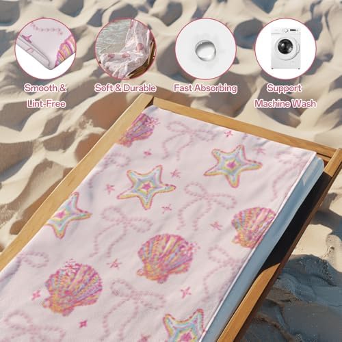 Pink Bow Beach Towel Quick Dry 30x60 Inches