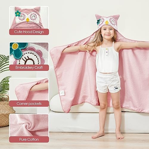Cute Owl Cotton Hooded Bath Towel for Kids