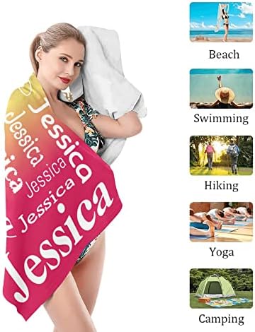 Red Orange Purple Personalized Beach Towel with Name 1