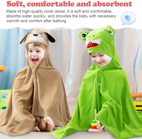6 Pcs Hooded Bathtowels for Kids Ages 3-10