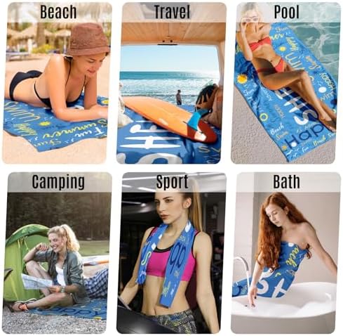 Jeciviala Personalized Beach Towels Microfiber Quick-Dry Sand-Free