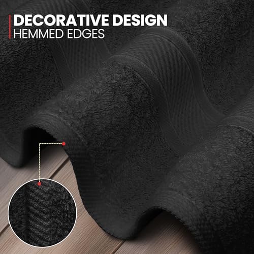 Imperial 6-Pack Black Hand Towels Terry Cotton Eco-Friendly Hypoallergenic