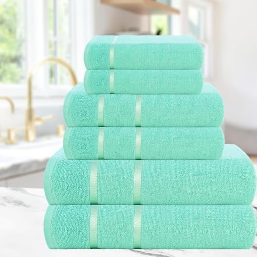 Elegant 6-Piece Bath Towel Set - Aqua Blue by Casa Copenhagen
