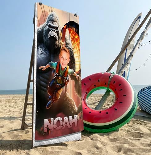 Personalized Beach Towels for Kids Men Boys Unique Gift with Picture