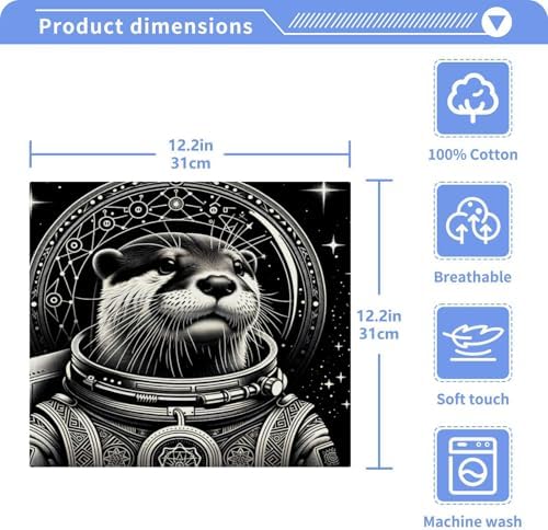 2-Pack Otter Astronaut Psychedelic Washcloths for Bathroom 12x12in