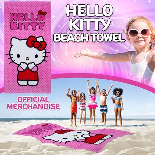Hello Kitty Kids Beach Towel - Quick Dry 55x28 Pink
