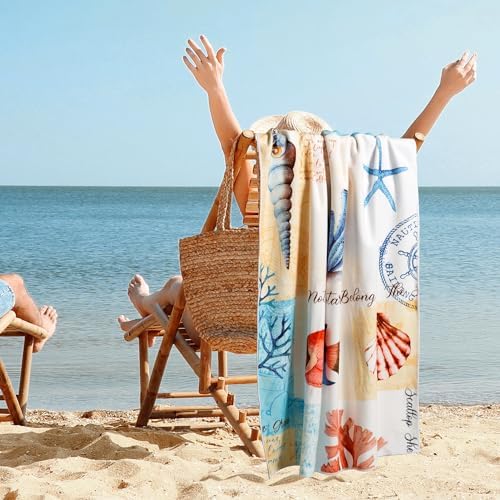 Seahorse Beach Towel 60x30 Cotton Blend Soft and Absorbent