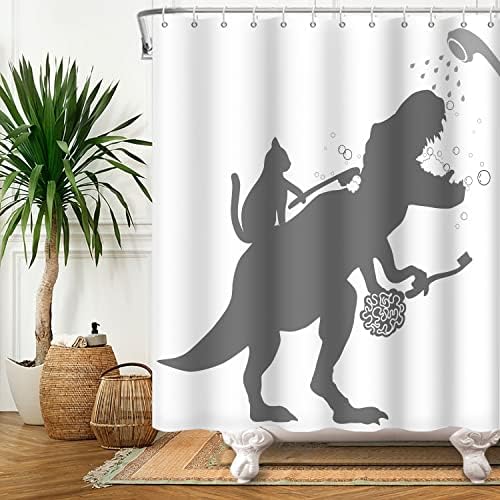 Canessioa Funny Dinosaur Shower Curtain