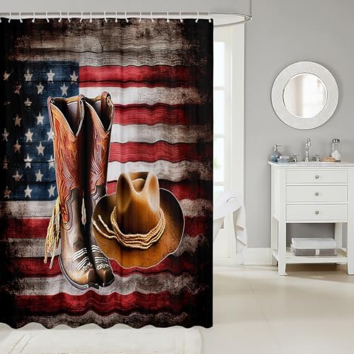 Feelyou Kids Western Bath Curtain American Flag Design