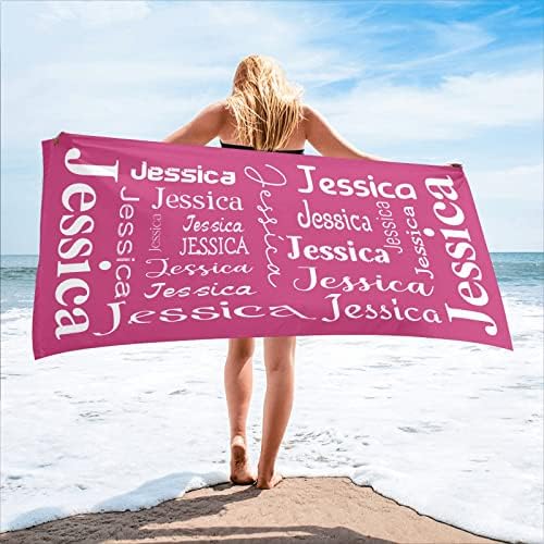 XOZOTY Rose Red Personalized Beach Towel Name Written On Quick Dry Long-lasting