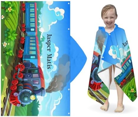 Deven Cartoon Train Personalized Hooded Bath Towel Wrap