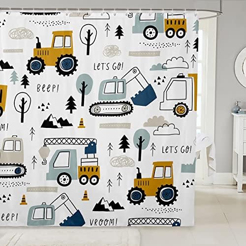 Feelyou Cartoon Car Kids Bath Shower Curtain Set