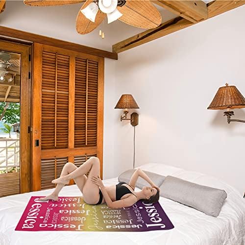 Red Orange Purple Personalized Beach Towel with Name 1