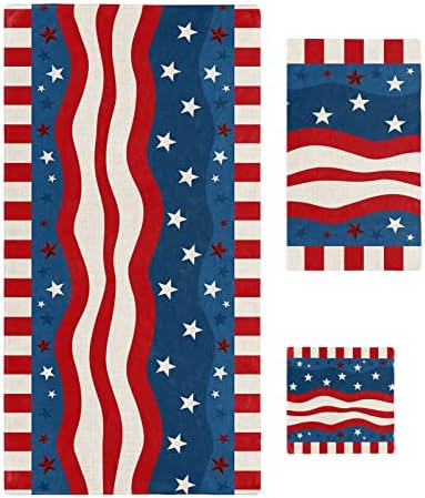 Join the Celebration with Boanket 4th of July Stripes bath towel set