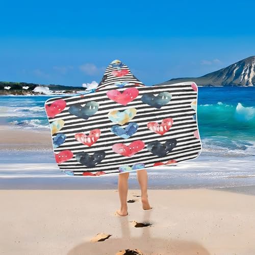 Heart-Printed Toddler Beach Towel Thick Eco-Friendly