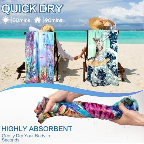 Beach Towels - 2 Pack Extra Large Beach Towels Set for Vacation
