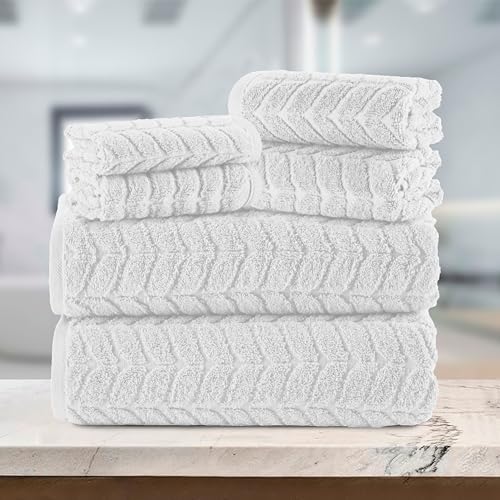 Elegant Comfort Luxury 6-Piece Turkish Cotton Towel Set - White