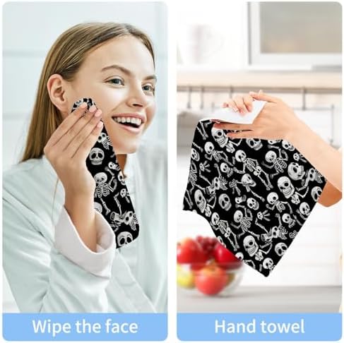 Playful Skeleton Pattern Washcloth Set for Face and Body
