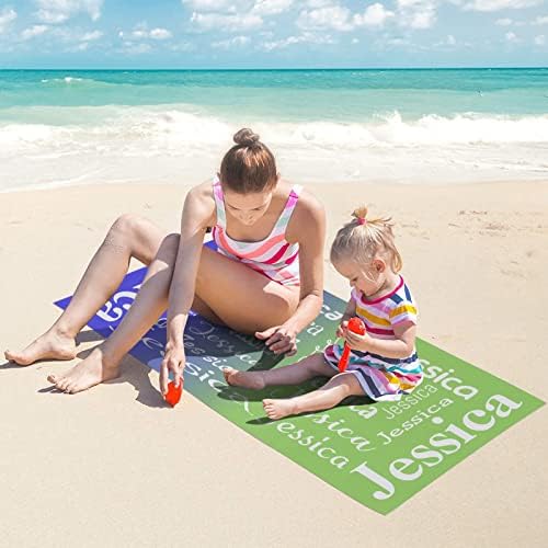 XOZOTY Blue Green Personalized Beach Towel