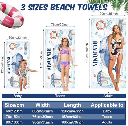 Personalized Beach Towels for Boys with Custom Name