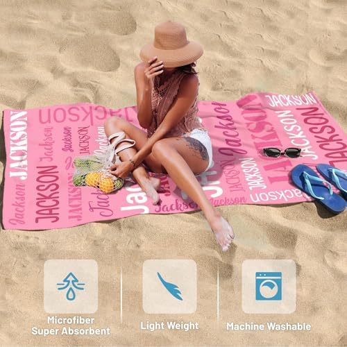 Voltexia Custom Beach Towels for Kids Adults with Name