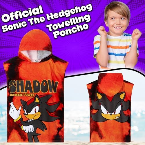 Get Trend Sonic Kids Bath Beach Towels Red Shadow Hoodie Ages 4-9