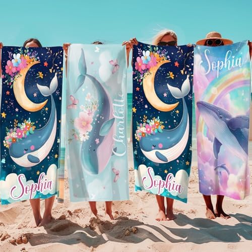 NIBESSER Personalized Name Beach Towels for Kids Durable Lightweight