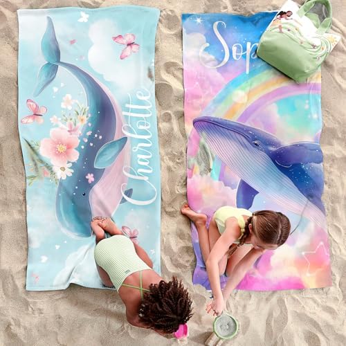 NIBESSER Personalized Name Beach Towels for Kids Durable Lightweight