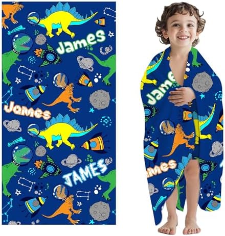 Personalized Dinosaur Beach Towel for Kids Boys