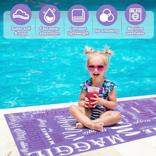 Hoomall Custom Beach Towel with Name for Kids and Adults