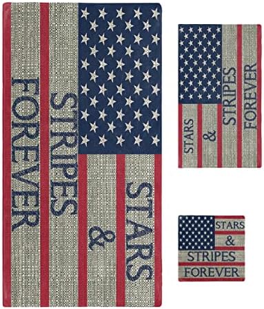 Anzona American Flag 3-Piece Bath Towels Set