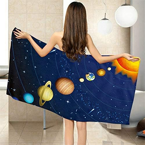 Soft Bath Towels Solar System 9 Planets Illustration for Home Beach Camping