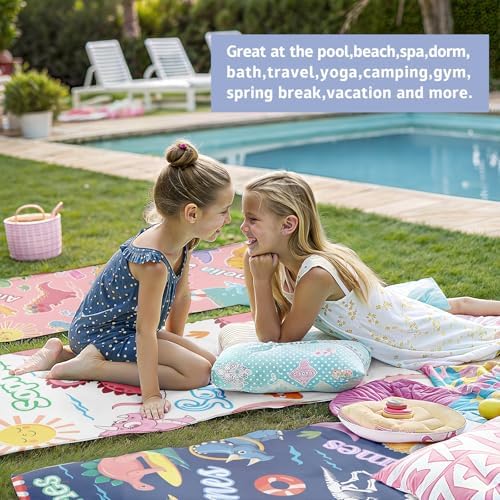 Personalized Kids Beach Towels - Monogrammed Microfiber