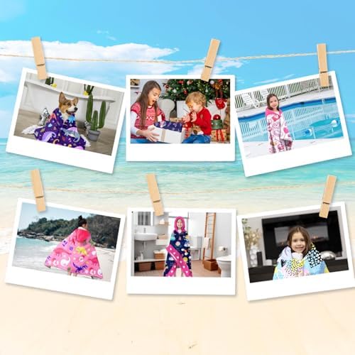 Mermaid Girls Beach Towels with Hoodie for Kids