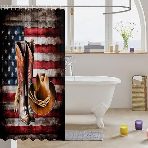 Feelyou Kids Western Bath Curtain American Flag Design
