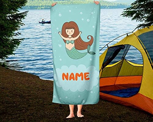 Personalized Corner Mermaid Beach Towels for Kids Adults
