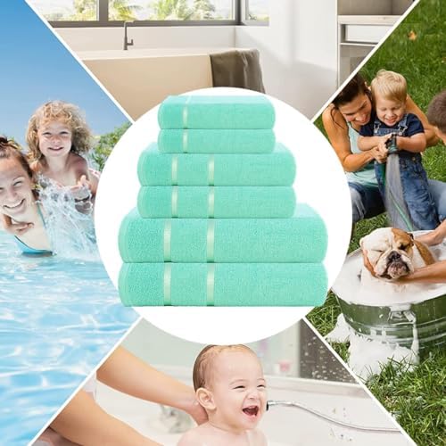 Elegant 6-Piece Bath Towel Set - Aqua Blue by Casa Copenhagen