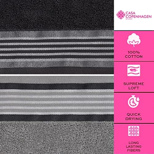 CASA COPENHAGEN He She 6 Piece Towel Set Pine Grey Grey Violet
